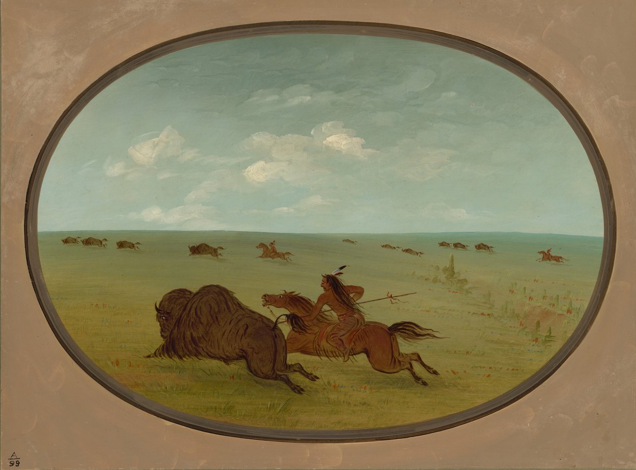 Buffalo Chase, indieni Sioux, Missouri superior, 18611869. norvegian av George Catlin