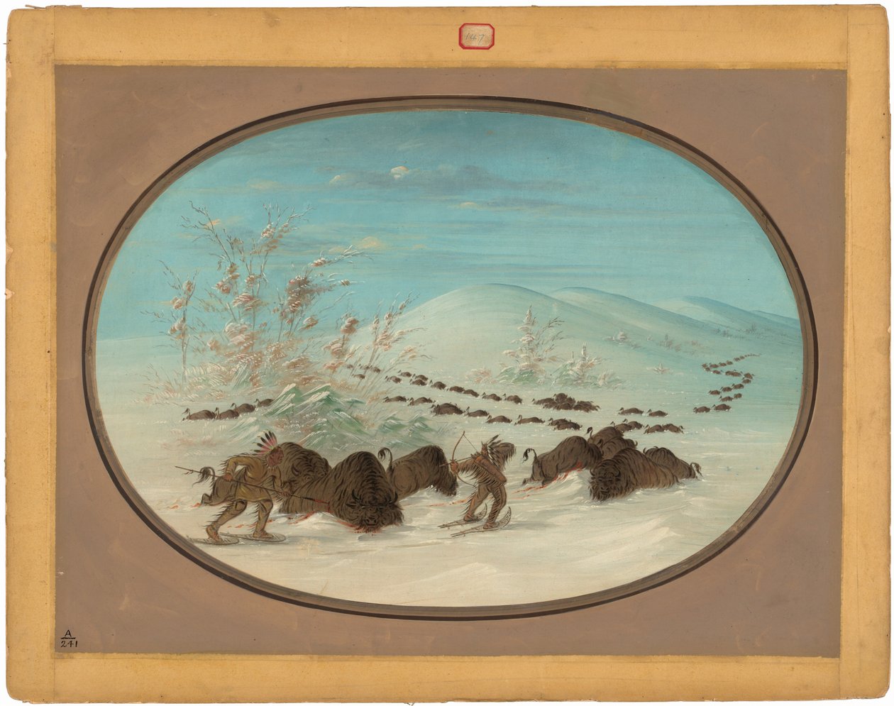 Buffalo Chase in the Snow Drifts - Ojibbeway av George Catlin