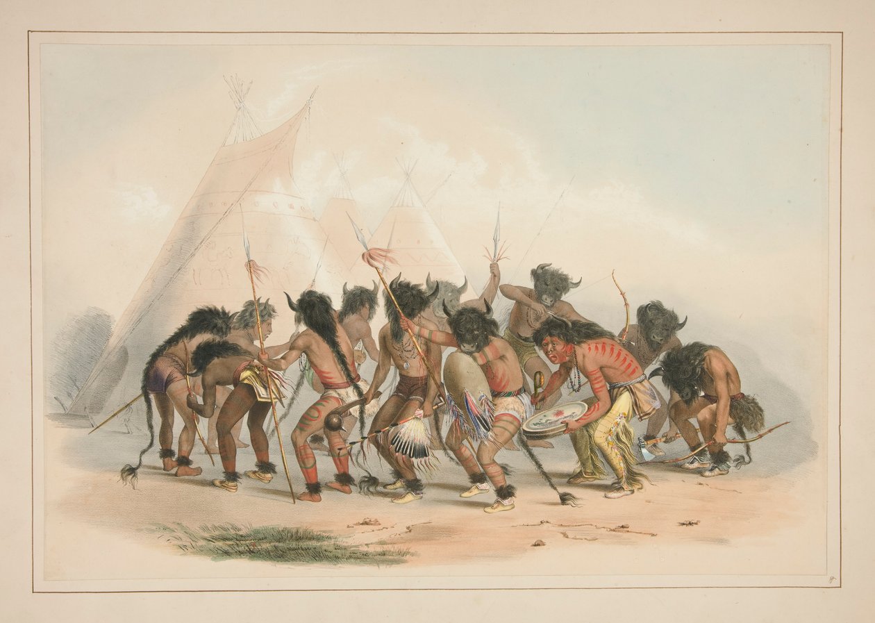 Buffalo Dance, pl. 8 fra North American Indian Portfolio av George Catlin
