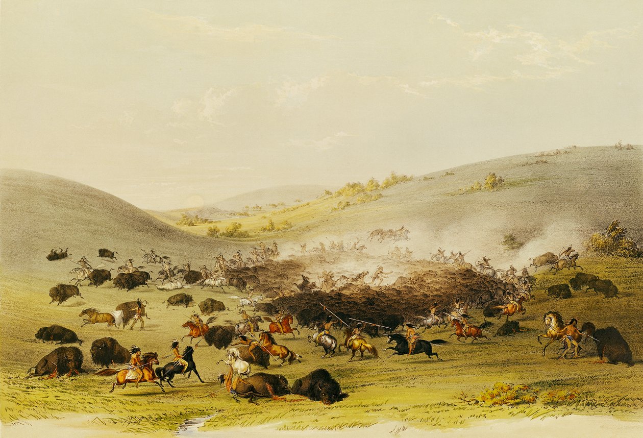 Buffalo Hunt, Surround, ca. 1832 av George Catlin