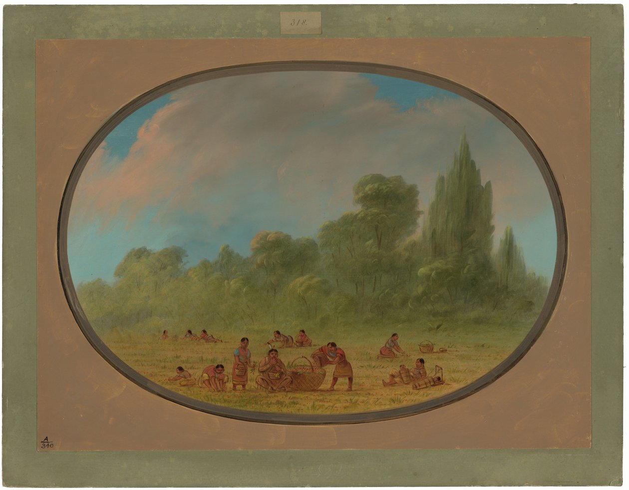 Caddo-indianere som samler ville jordbær av George Catlin