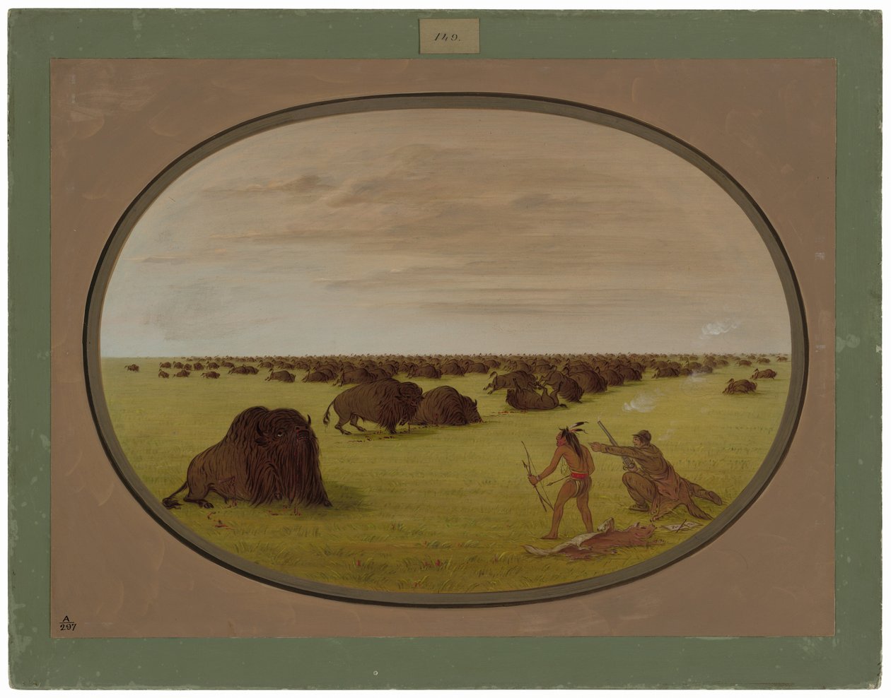 Catlin og Indian Attacking Buffalo av George Catlin
