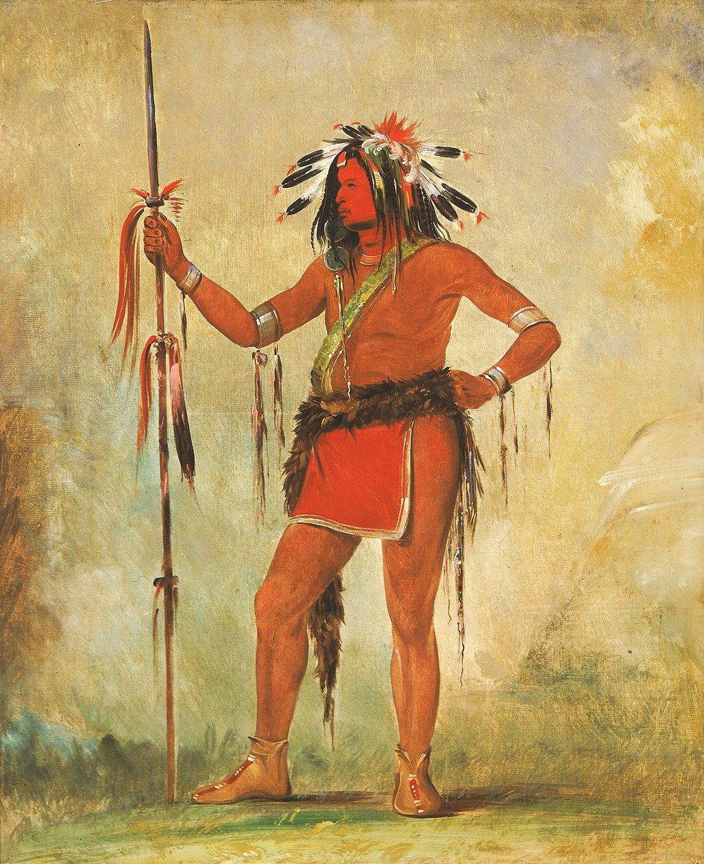 Cáh-be-múb-bee, Han som sitter overalt, en modig, 1835. av George Catlin