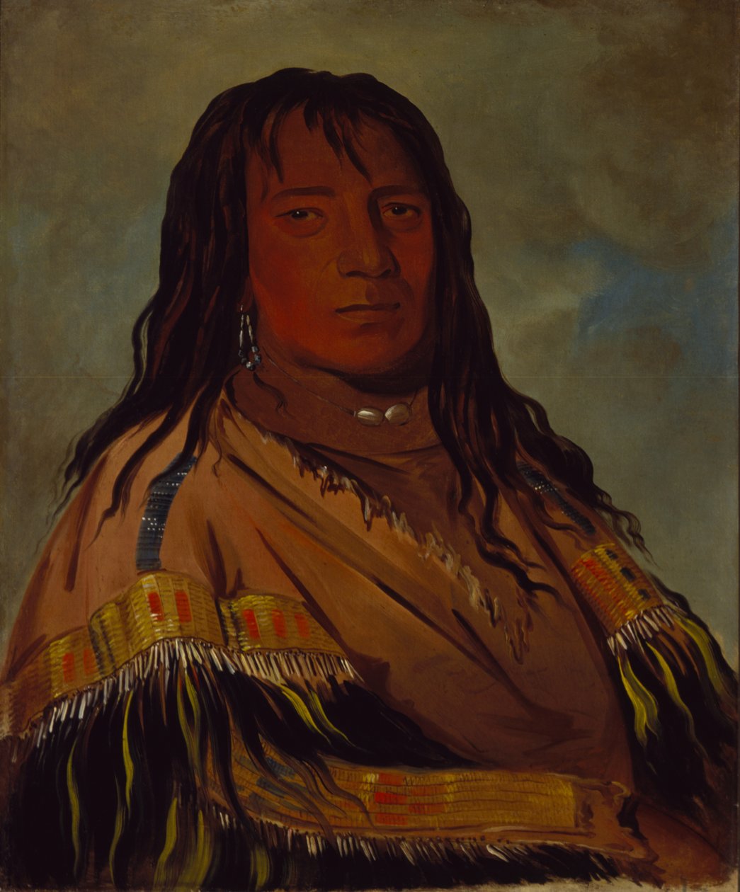 Chá-tee-wah-née-che, No Heart, sjef for Wah-ne-watch-to-nee-nah-bandet av George Catlin