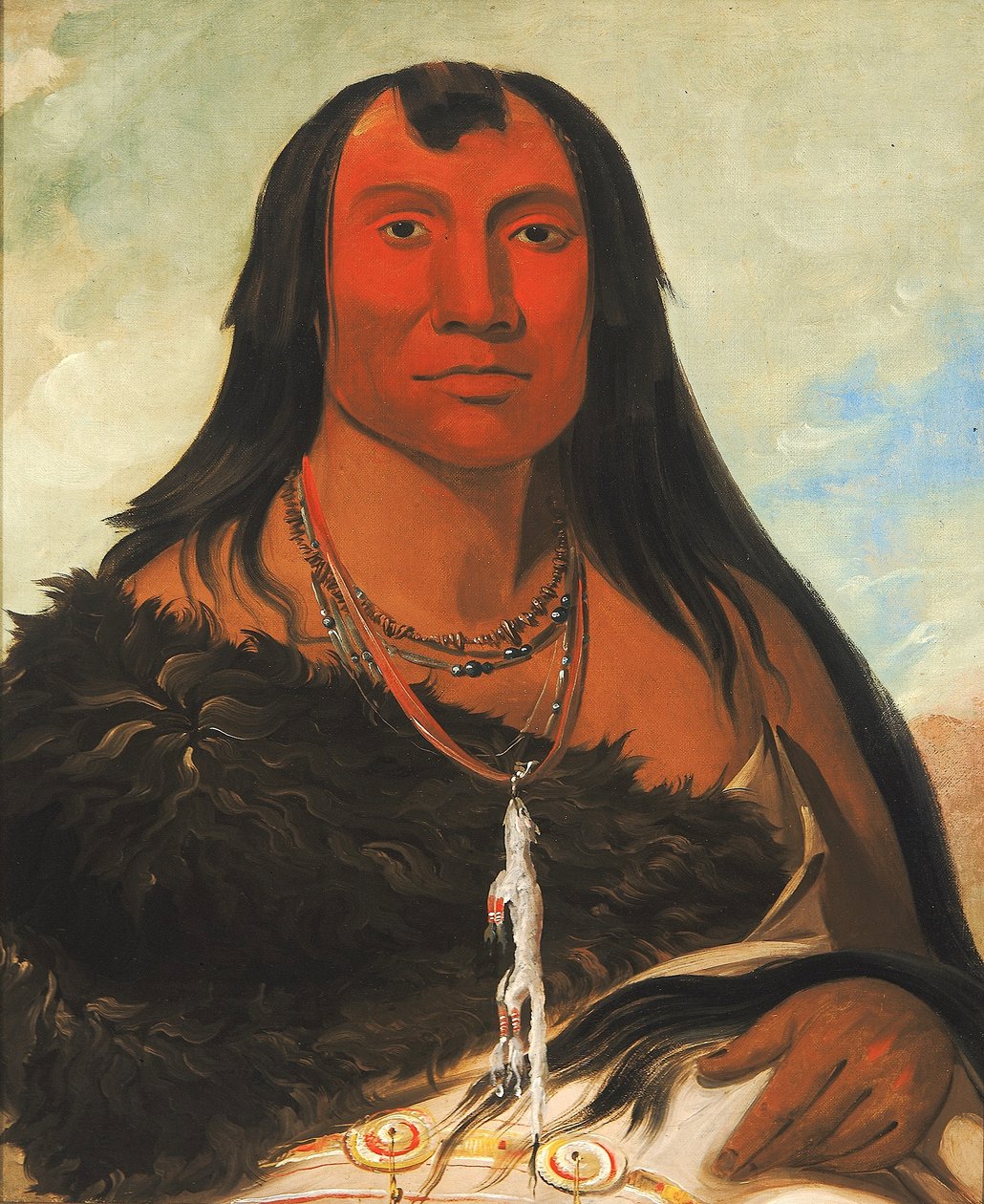 Cháh-ee-chópes, fire ulver, en høvding i sorg av George Catlin