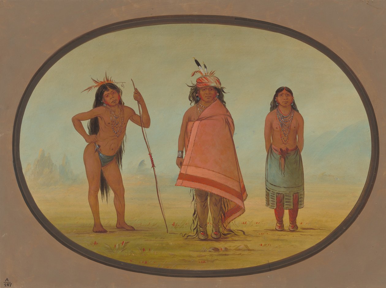 Cochimtee-sjef, hans kone og en kriger, 18551869. av George Catlin