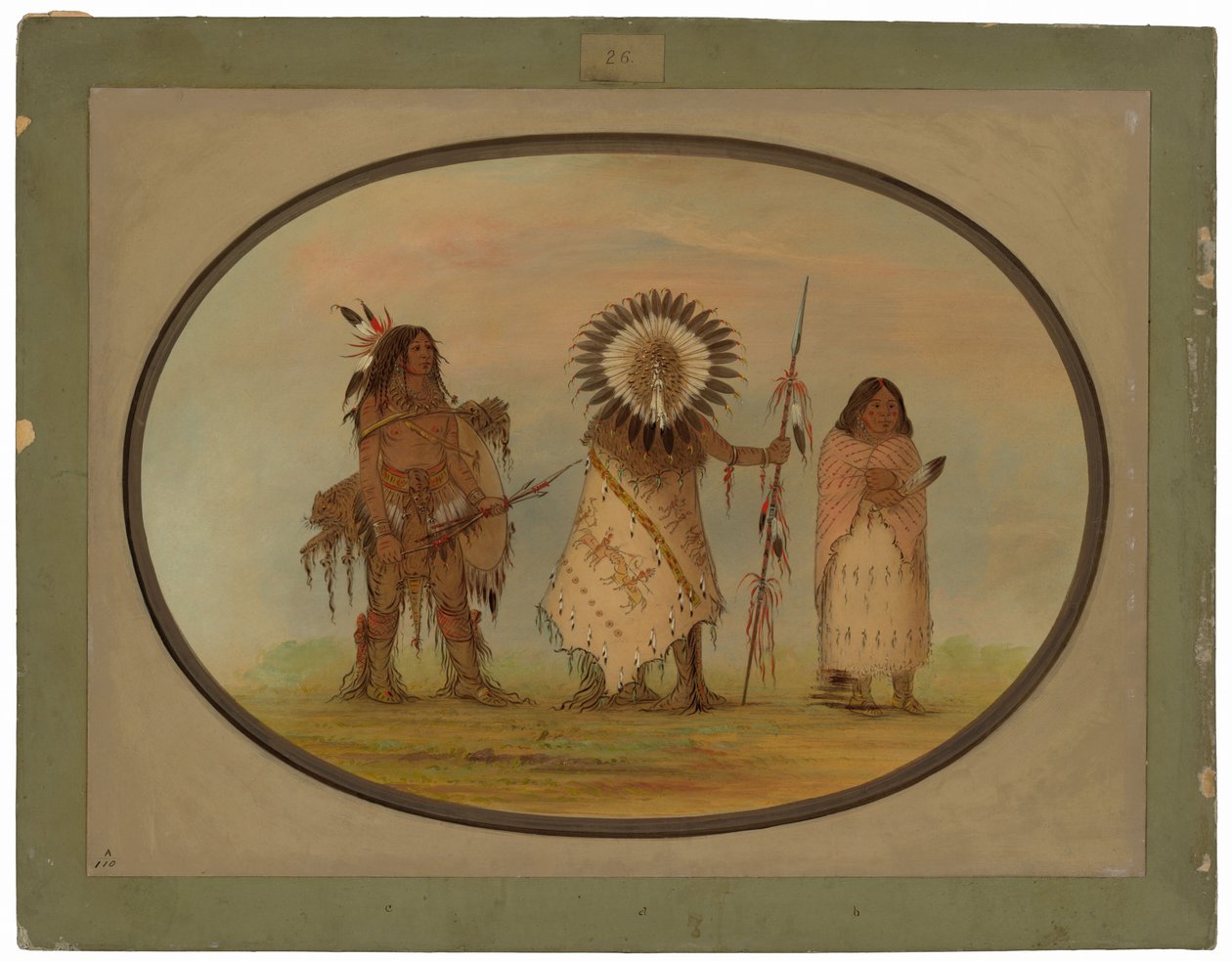 Kråkesjef, hans kone og en kriger av George Catlin