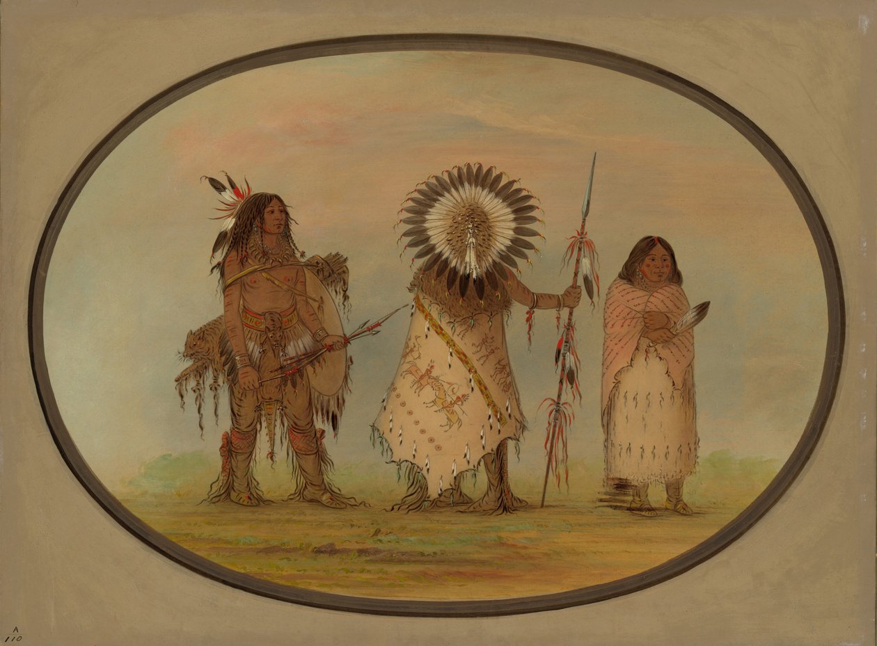 Kråkesjef, hans kone og en kriger, 18611869. av George Catlin