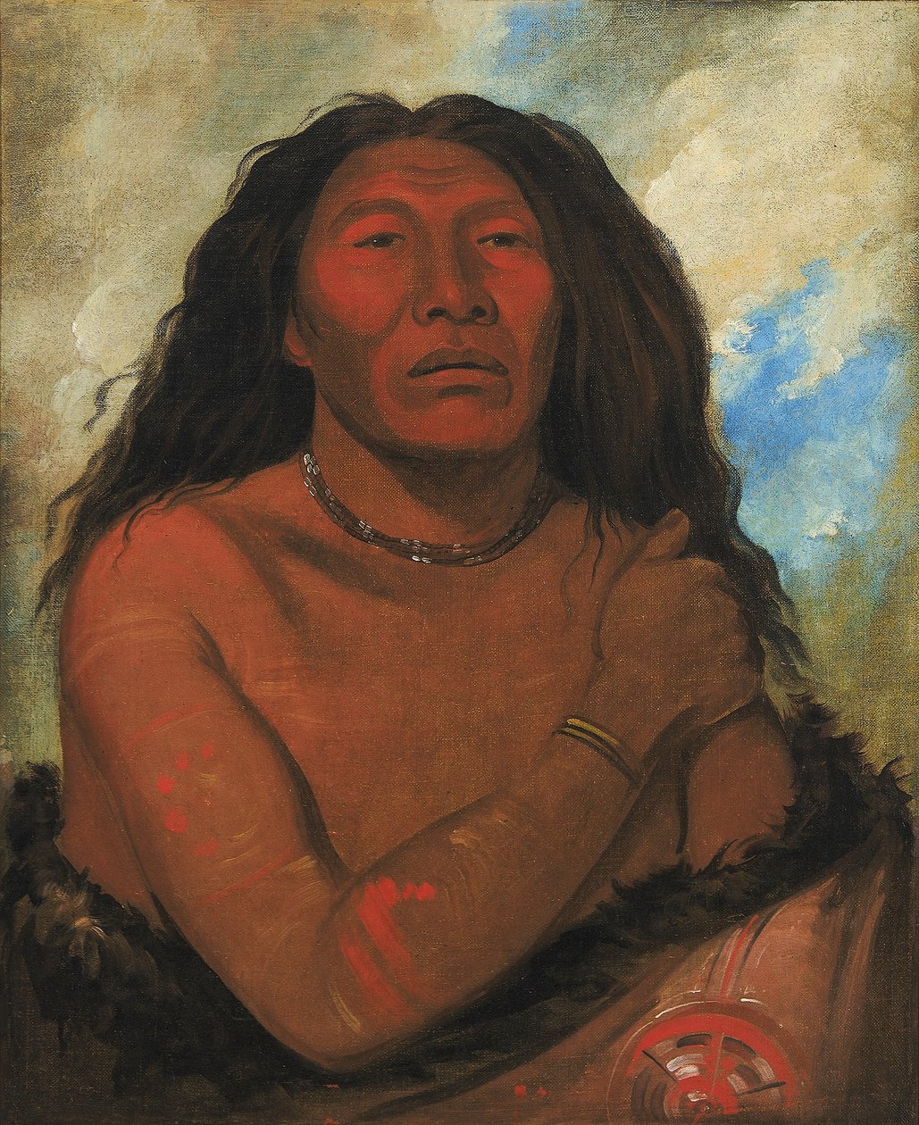 Duhk-gits-o-ó-see, Rødbjørn, en fremtredende kriger av George Catlin