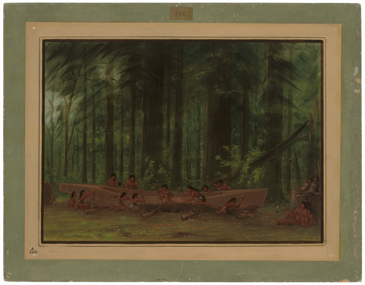 Utgraving av en kano - Nayas-indianere av George Catlin