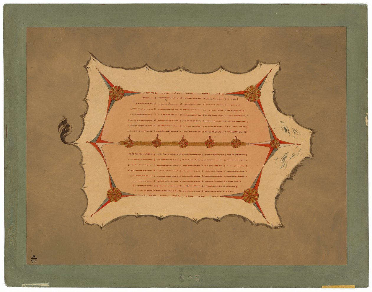 Faksimile av en Sioux-kappe med piggsvinspinner av George Catlin