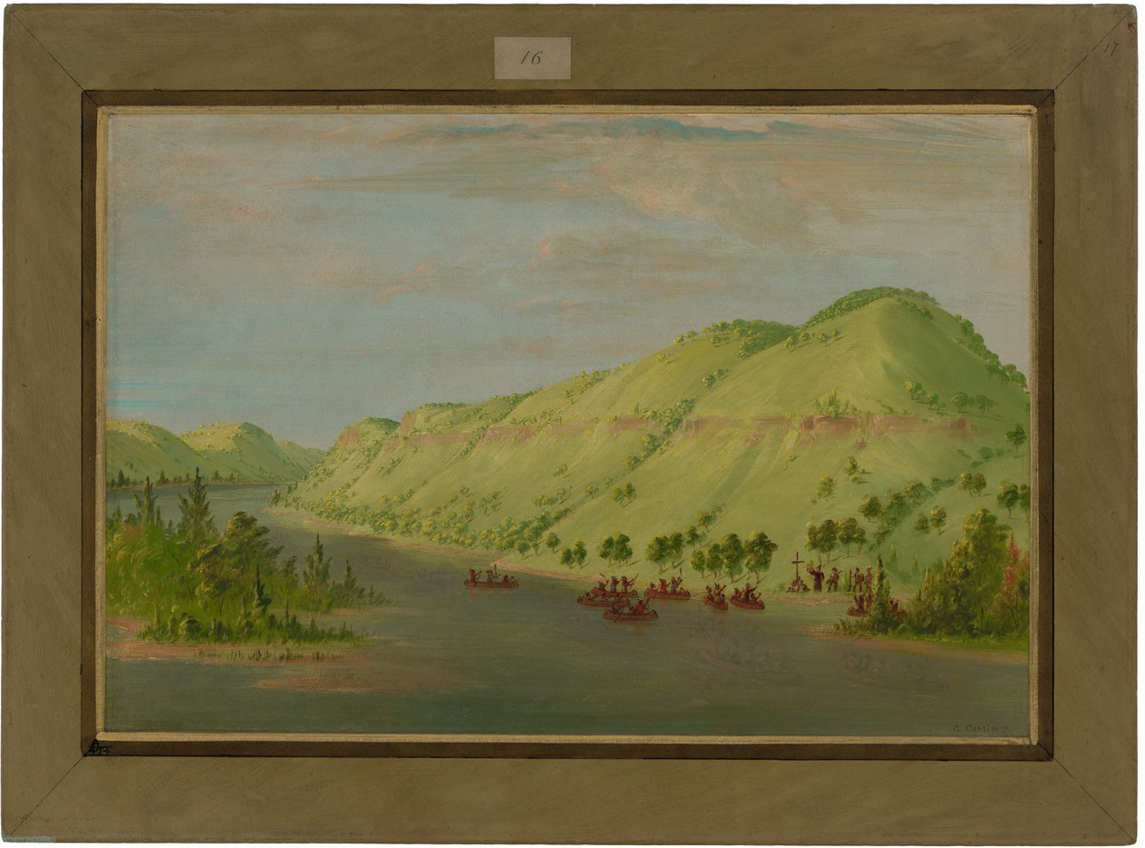 Far Hennepin forlater Mississippi for å bli med i La Salle. 8. mai 1680 av George Catlin