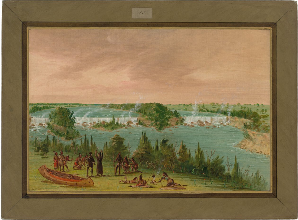 Fader Hennepin og følgesvenner ved St. Anthony-fallene. 1. mai 1680 av George Catlin