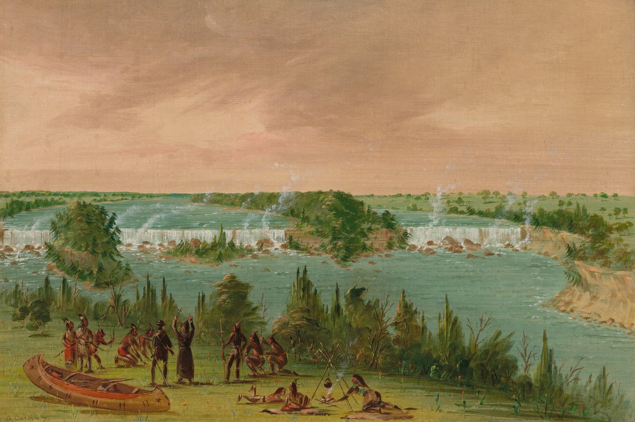 Fader Hennepin og ledsagere ved St. Anthony-fossen. 1. mai 1680, 18471848. av George Catlin