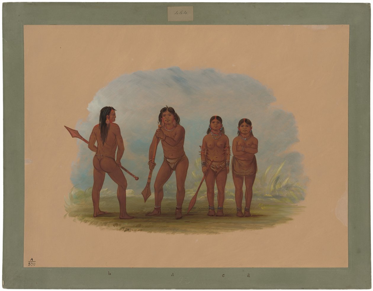 Fire Angustura-indianere av George Catlin