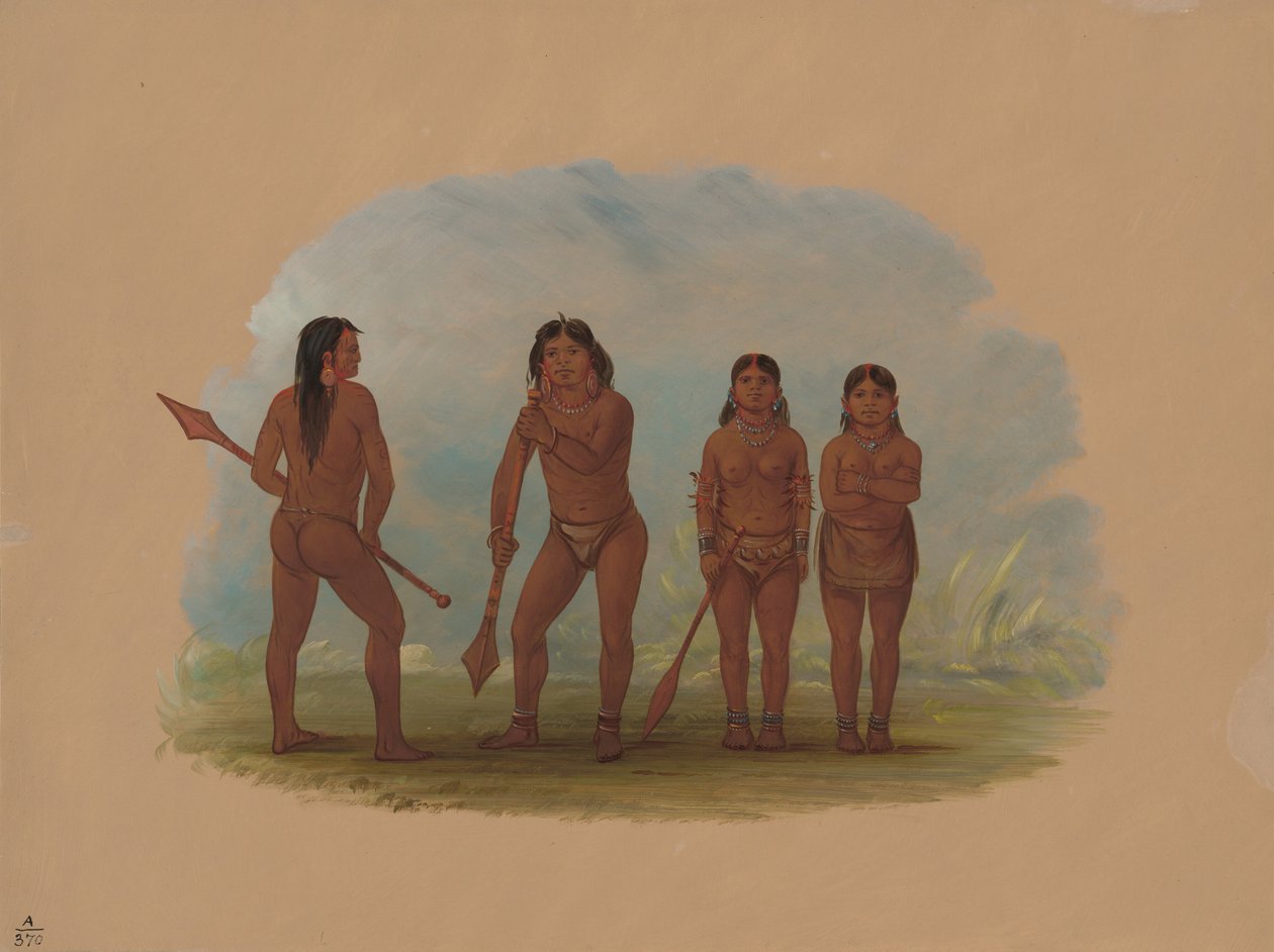 Fire Angustura-indianere, 18541869. av George Catlin