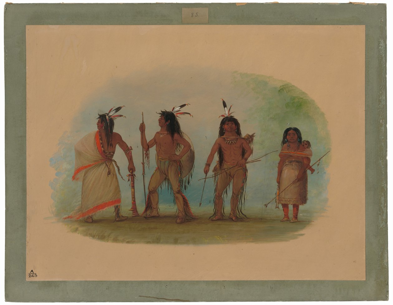 Fire Apachee-indianere av George Catlin