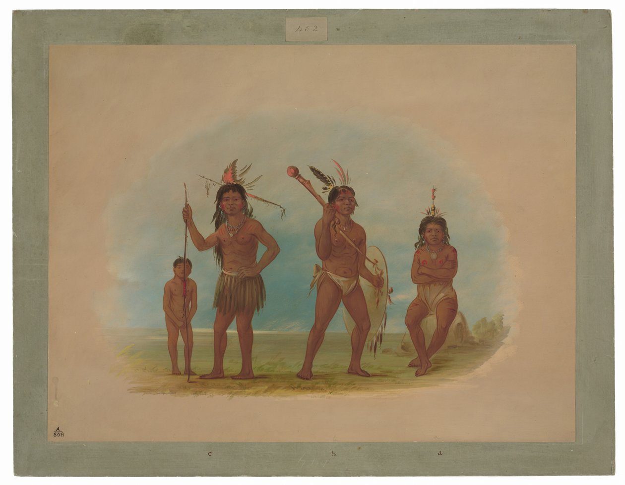 Fire Arawak-indianere av George Catlin