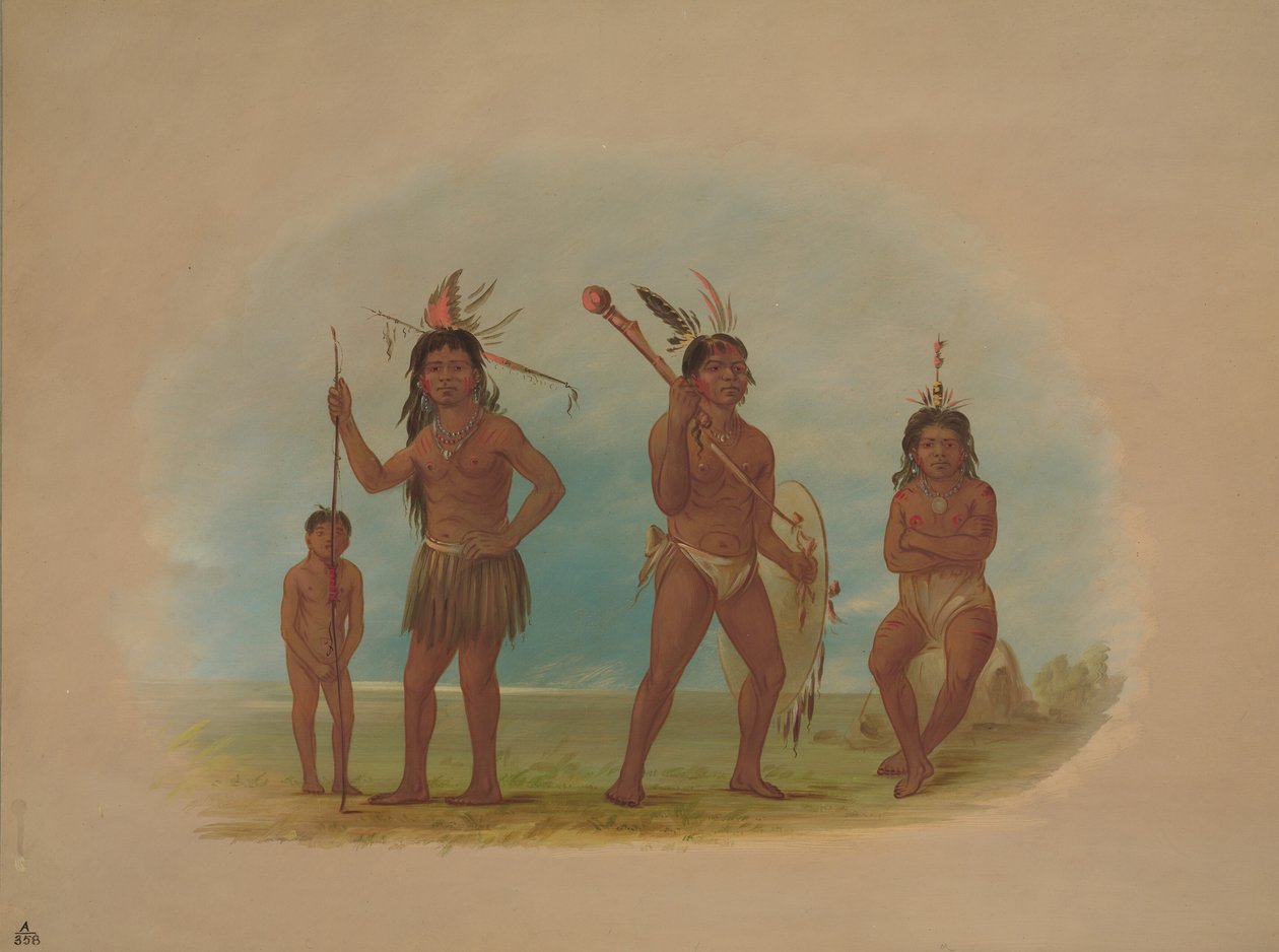 Fire Arowak-indianere, 18541869. av George Catlin