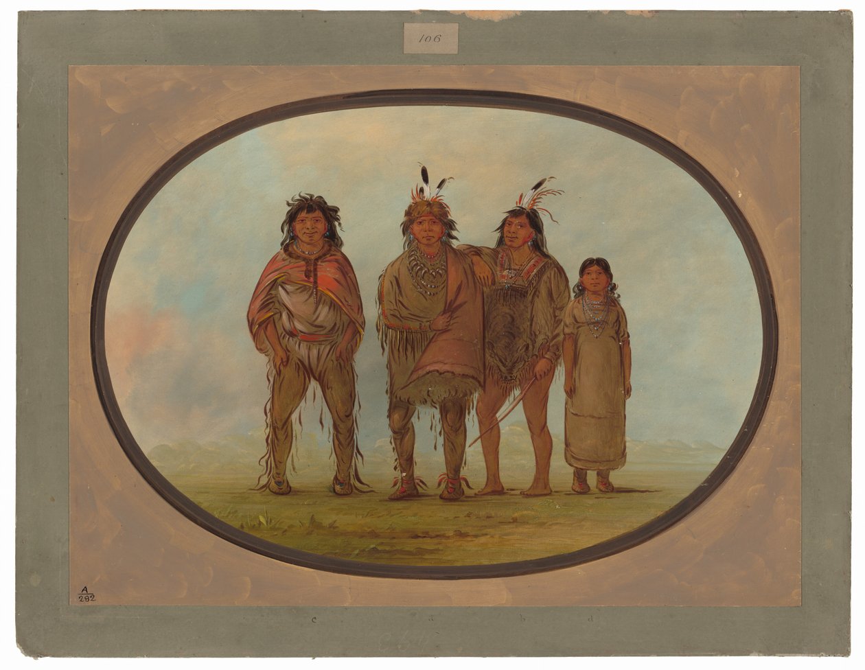 Fire dogrib-indianere av George Catlin