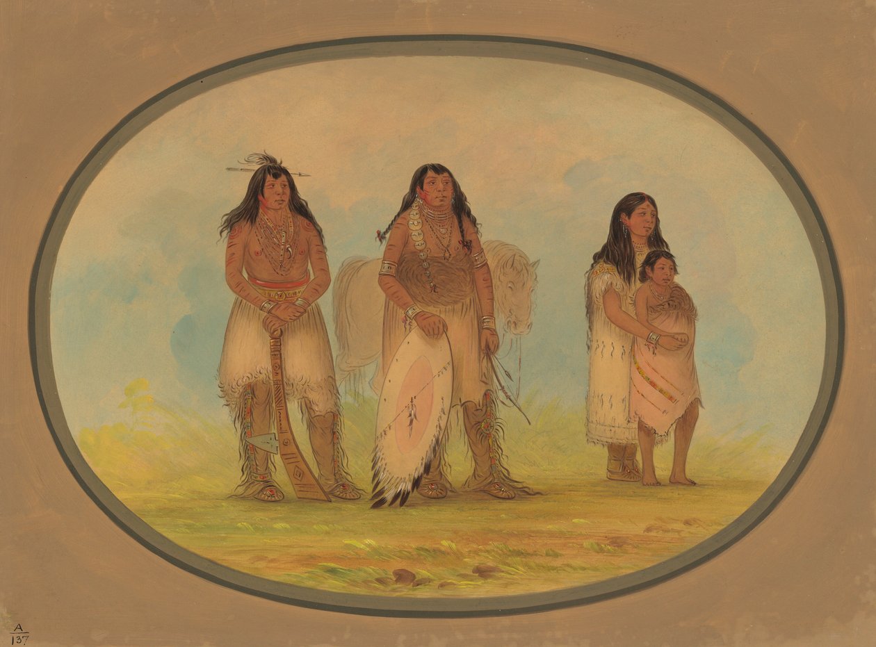 Fire Kiowa-indianere, 18611869. av George Catlin