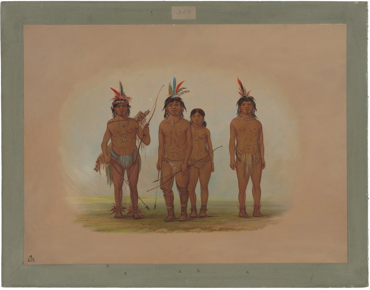 Fire Macouchi-indianere av George Catlin