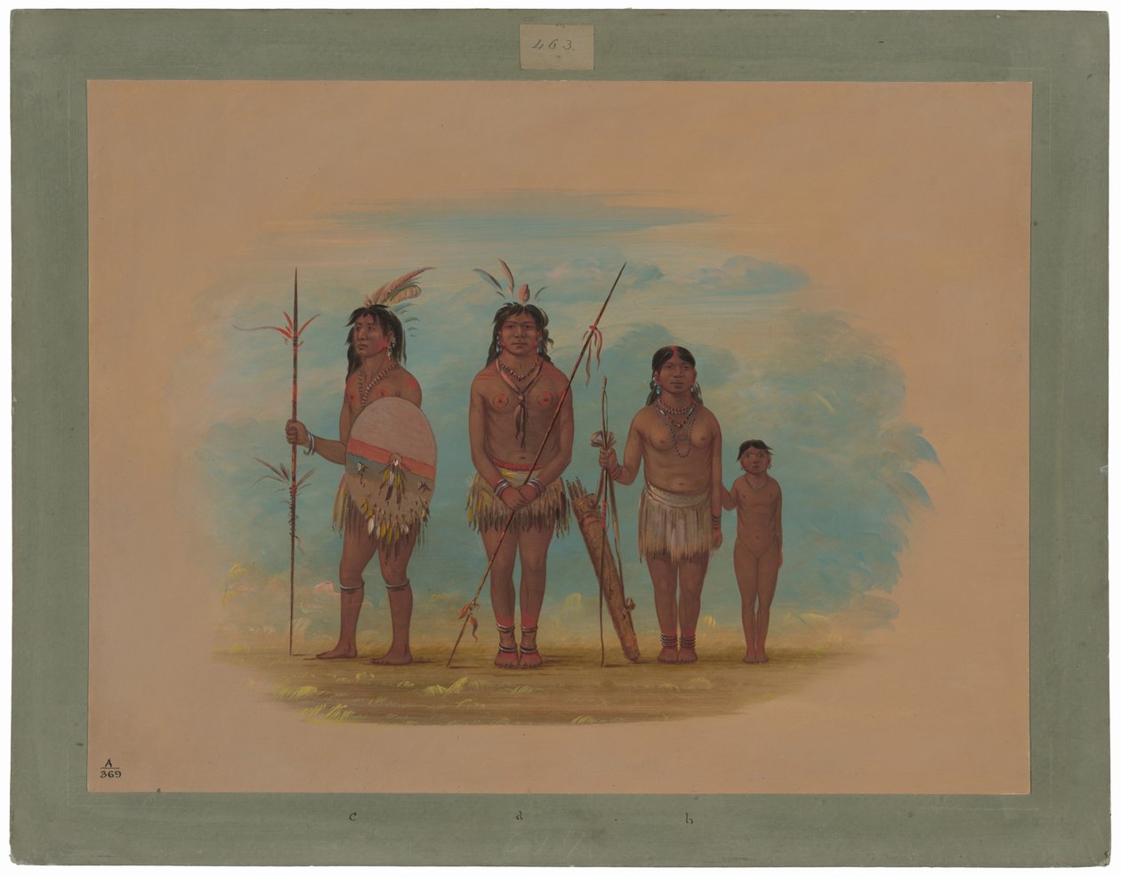 Fire Xingu-indianere av George Catlin