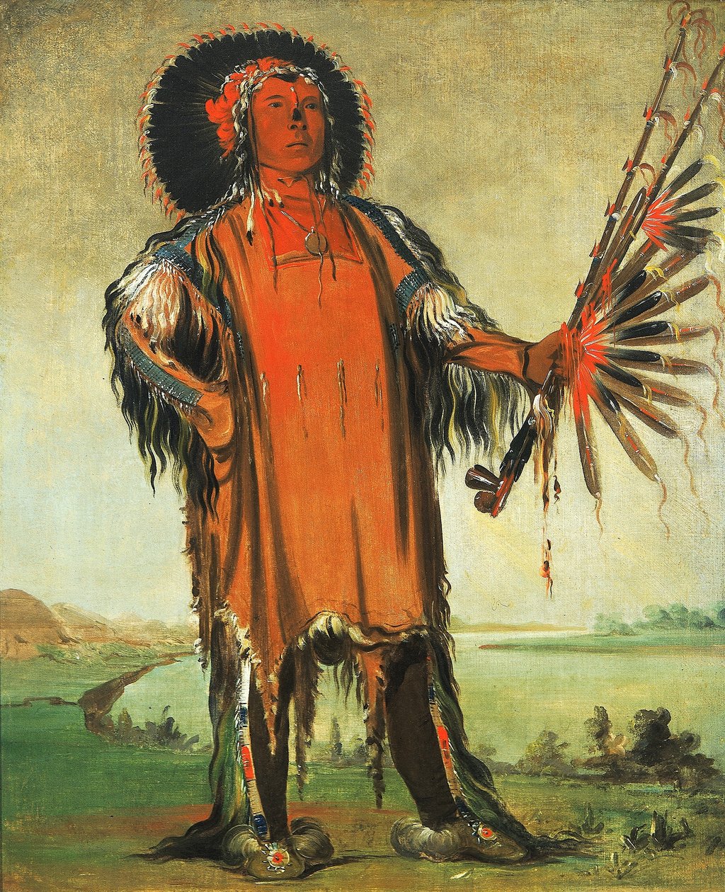 Ha-na-tá-nu-maúk, ulvehøvding, stammens overhøvding av George Catlin