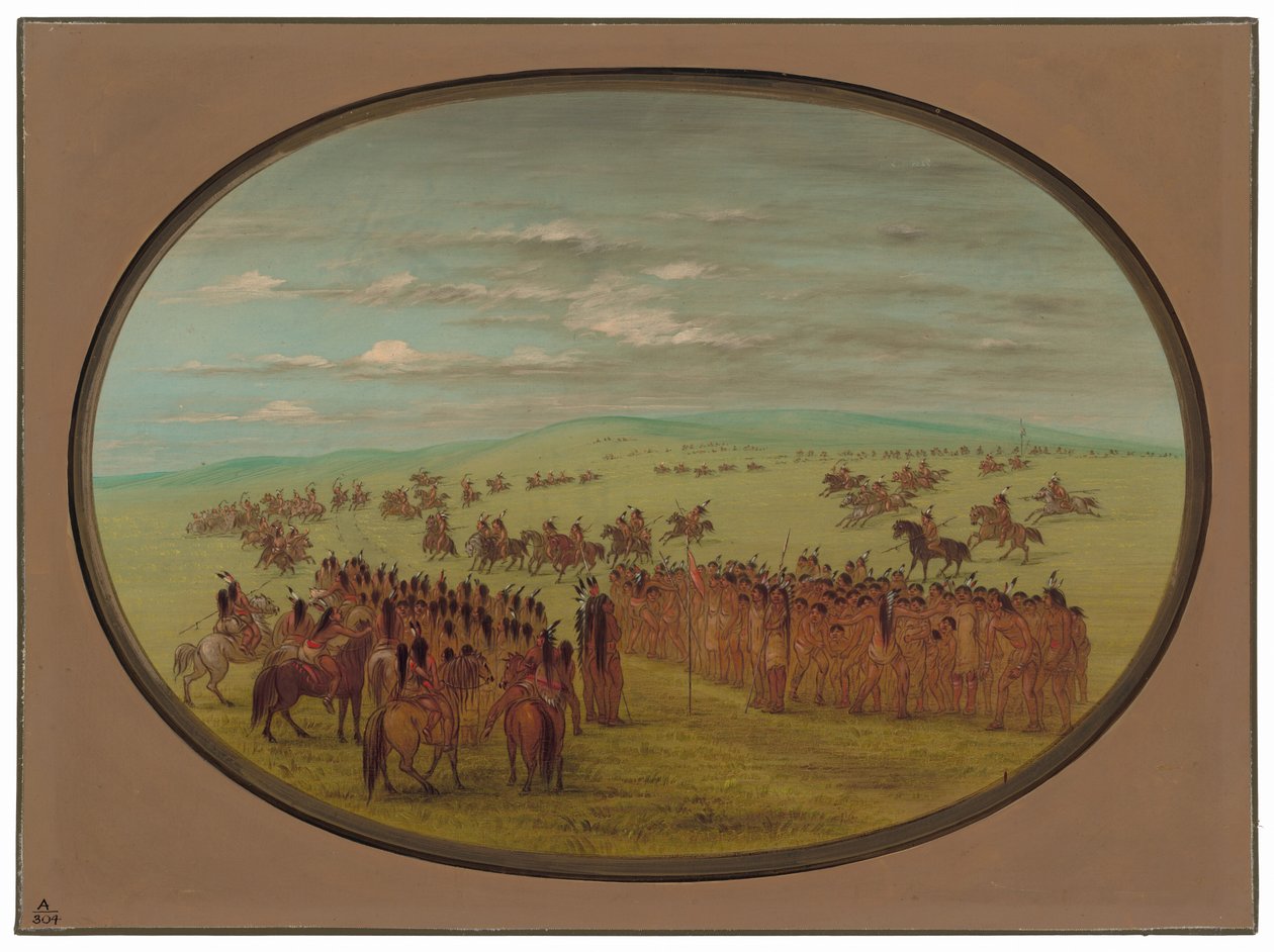 Hesteveddeløp - Minatarrees av George Catlin