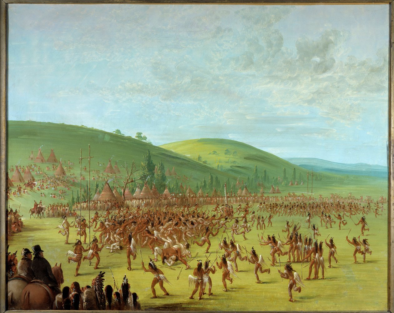 Indians of America: "" Game of balls among the Indians"" Maleri av George Catlin (1794-1872) 1835 Blerancourt, Musee Franco American - Native Americans Ball Play. Maleri av George Catlin (1794-1872) av George Catlin
