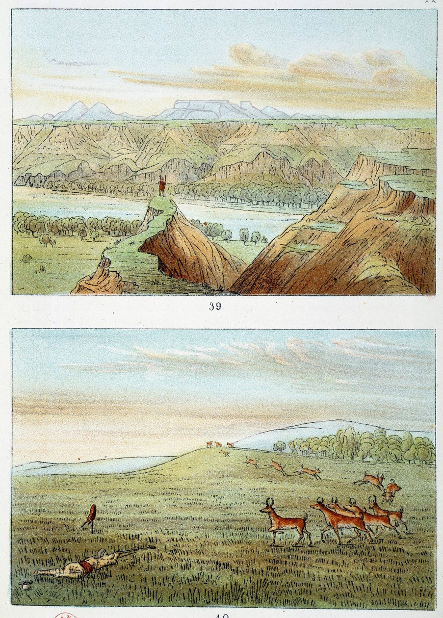 Indians of America: jakt på antilopegravering av George Catlin (1794-1872) av George Catlin