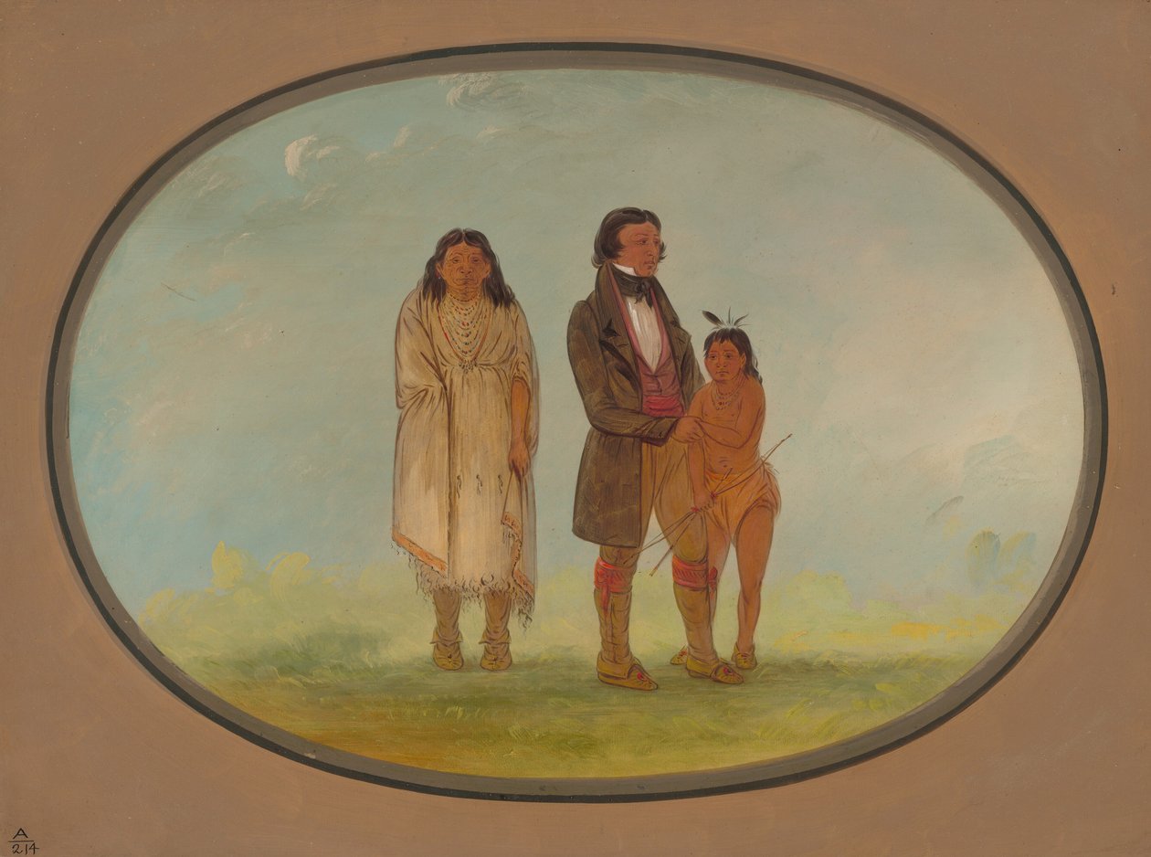 Kaskaskia-sjef, hans mor og sønn, 18611869. av George Catlin