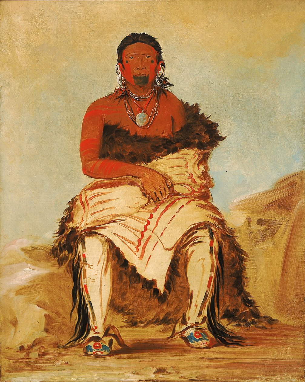 Navn-shah-le-stáw-hix, mannlige sjef, din republikanske pawnee av George Catlin