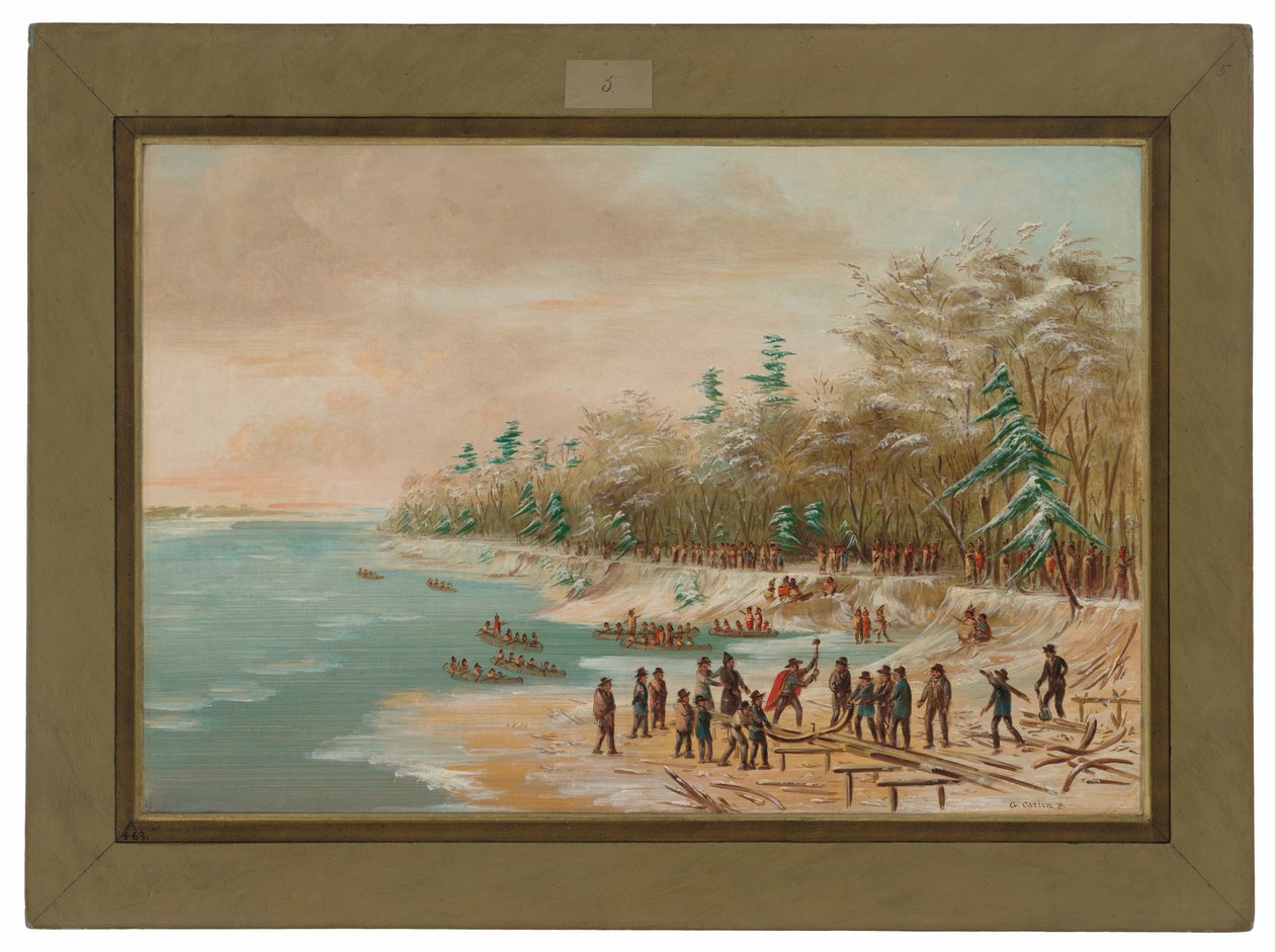 La Salle kjører den første bolten for Griffin. 26. januar 1679 av George Catlin