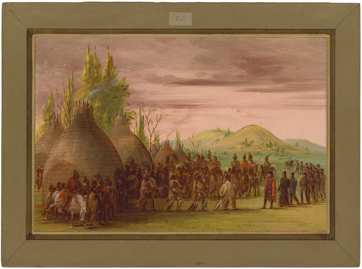 La Salle mottatt i Cenis-indianernes landsby. 6. mai av George Catlin