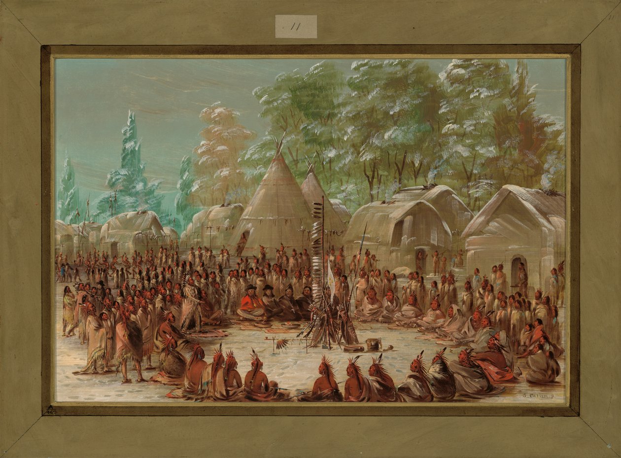 La Salles fest ble holdt i Illinois Village, 2. januar 1680, 1847-1848 av George Catlin