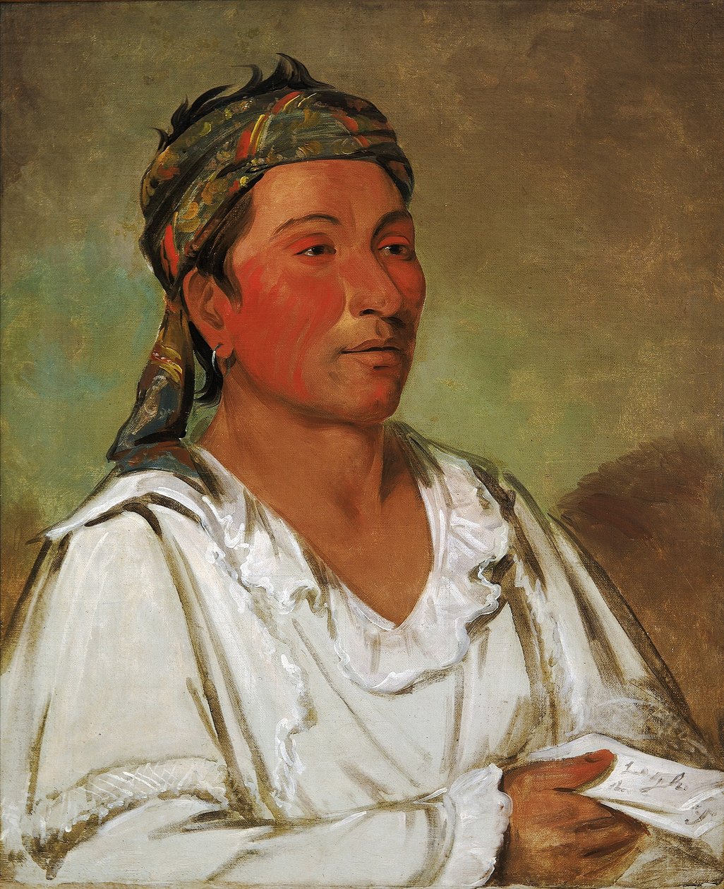 Lay-lóo-ah-pee-ái-shee-kaw, Gress, Busk og Blomst, Halvisivilisert av George Catlin