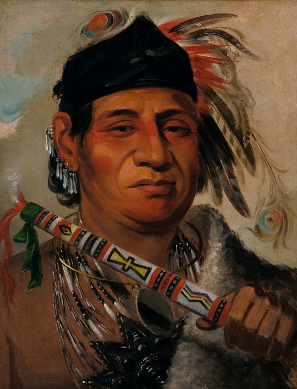 Mah-kée-mee-teuv, Grizzly Bear, sjef for stammen, 1831. av George Catlin