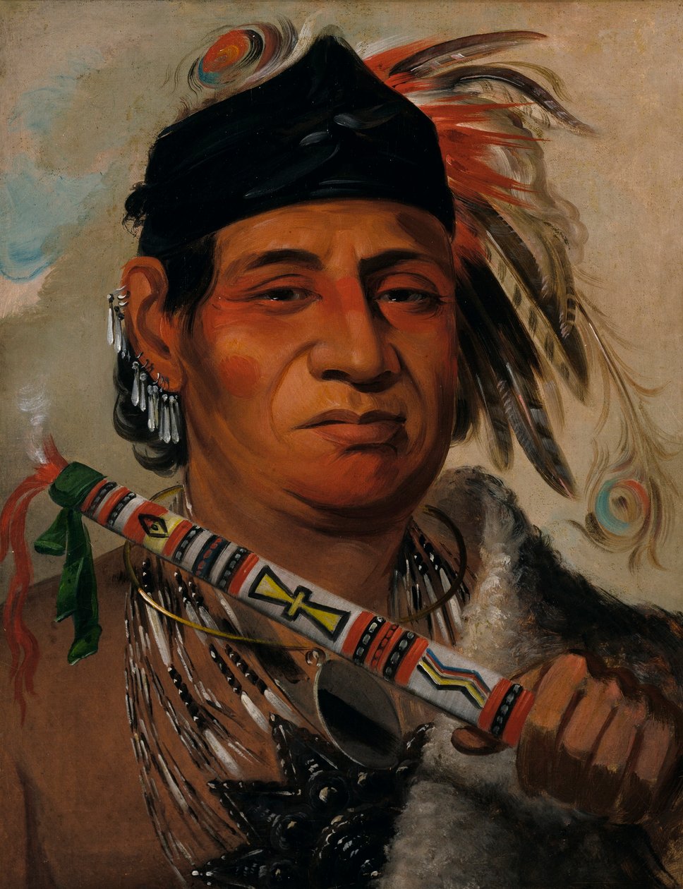 Mah-kée-mee-teuv, grizzlybjørn, stammens høvding av George Catlin