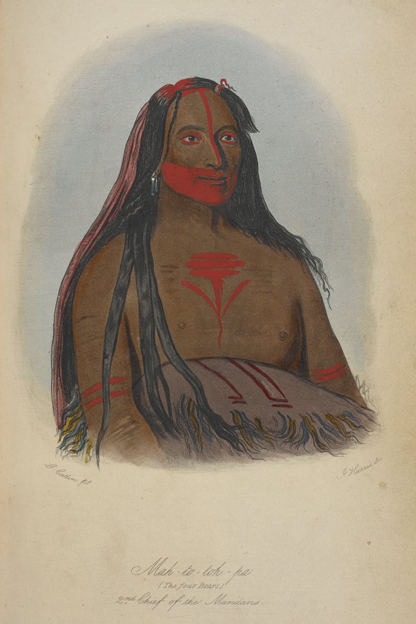 Mah-to-toh-pa (de fire bjørnene) 2. sjef for Mandans. av George Catlin