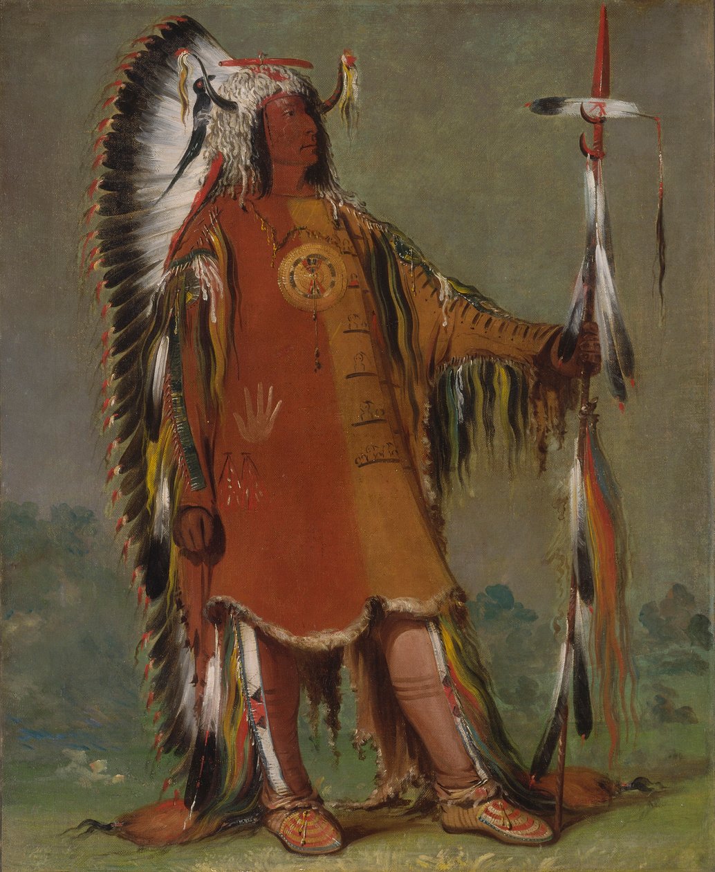 Máh-to-tóh-pa, fire bjørner, nestleder, i full kjole av George Catlin