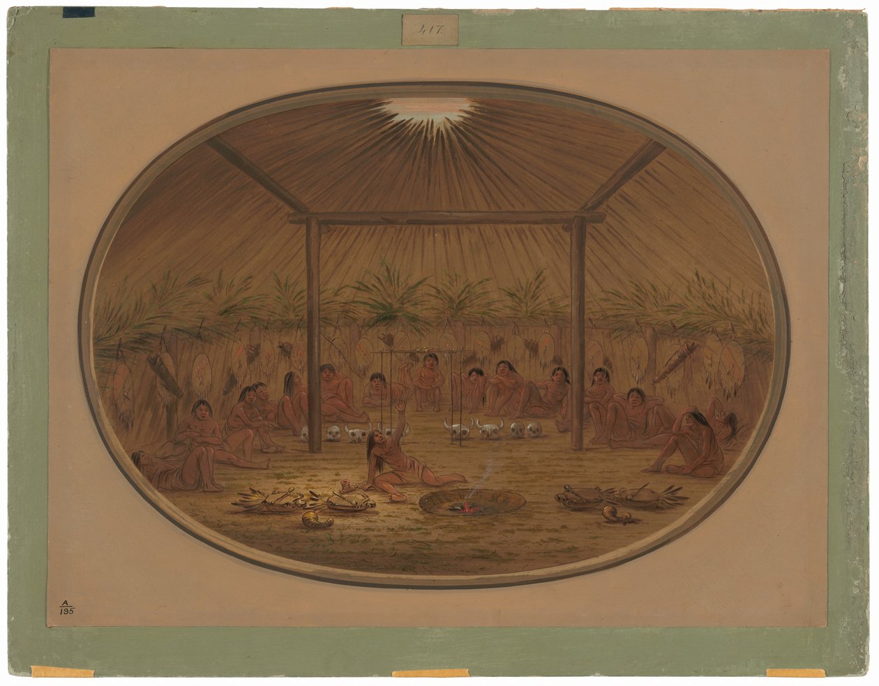 Mandan-seremoni - vannet synker ned av George Catlin