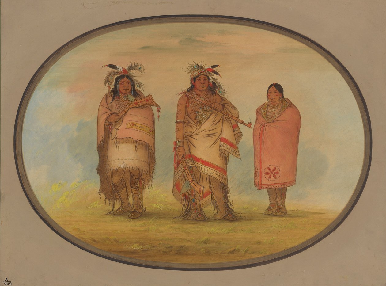 Menomonie-sjef, hans kone og sønn, 18611869. av George Catlin