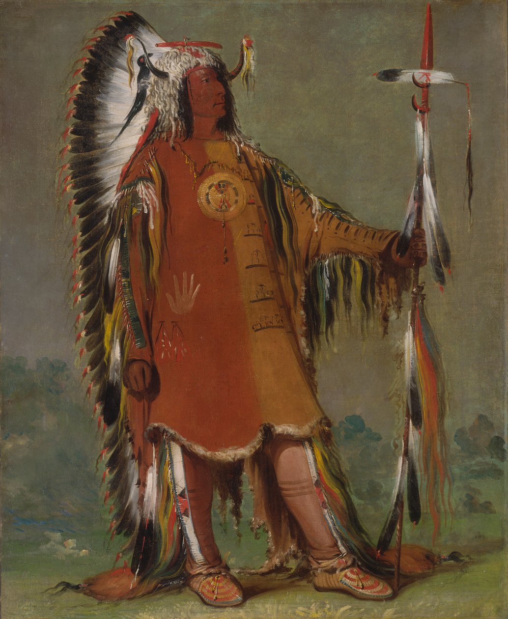 Máh-to-tóh-pa, fire bjørner, andre sjef, i full kjole, 1832. av George Catlin