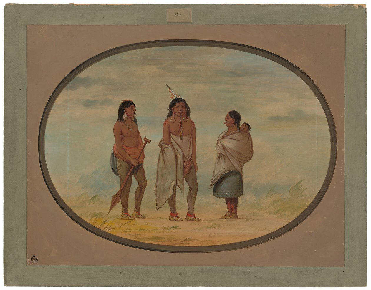 Nayas indianersjef, hans kone og en kriger av George Catlin