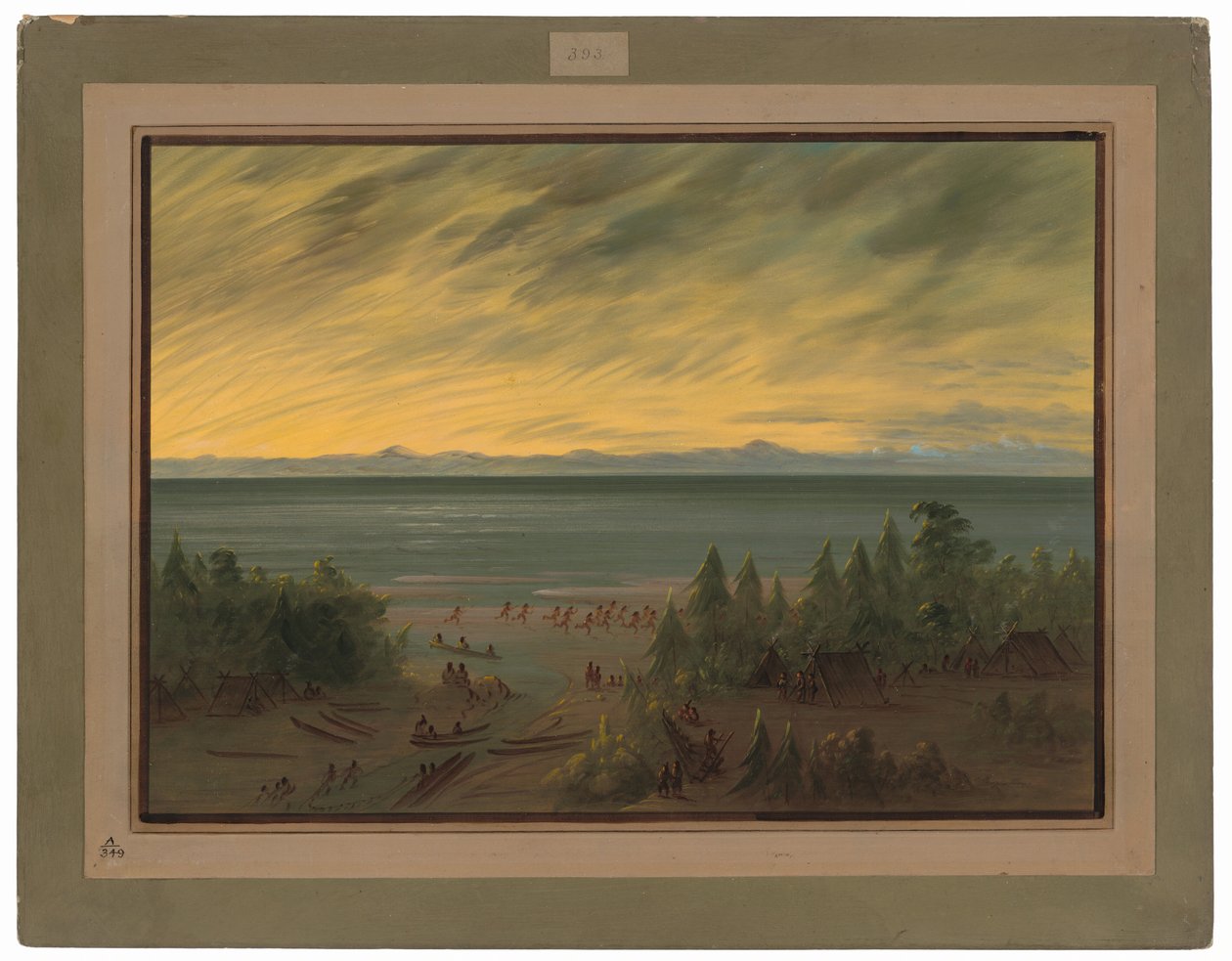 Fin landsby ved solnedgang av George Catlin
