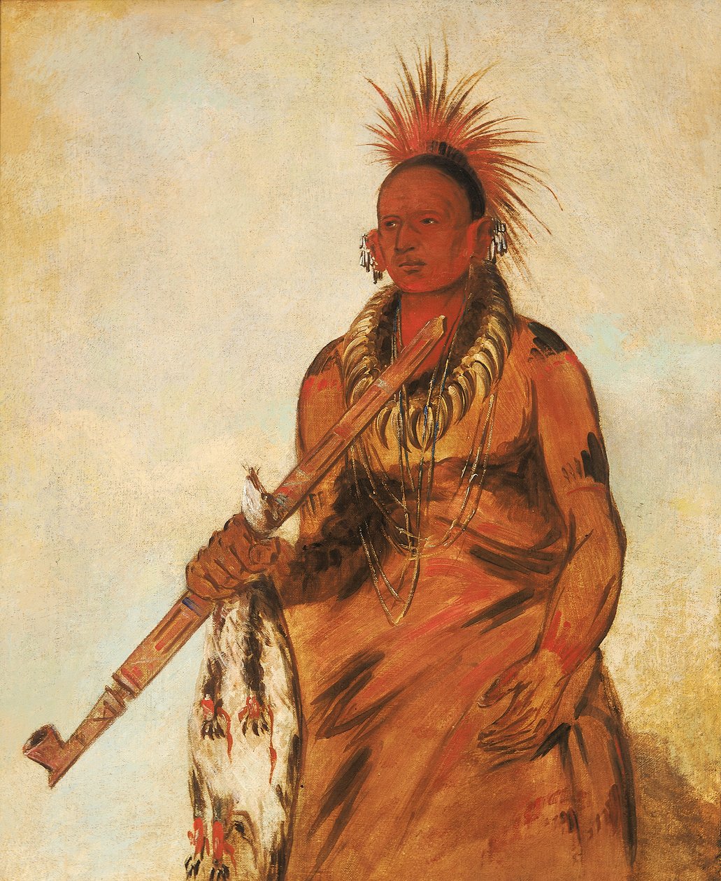 No-o-mún-nee, Walks in the Rain, a Warrior, 1832. av George Catlin