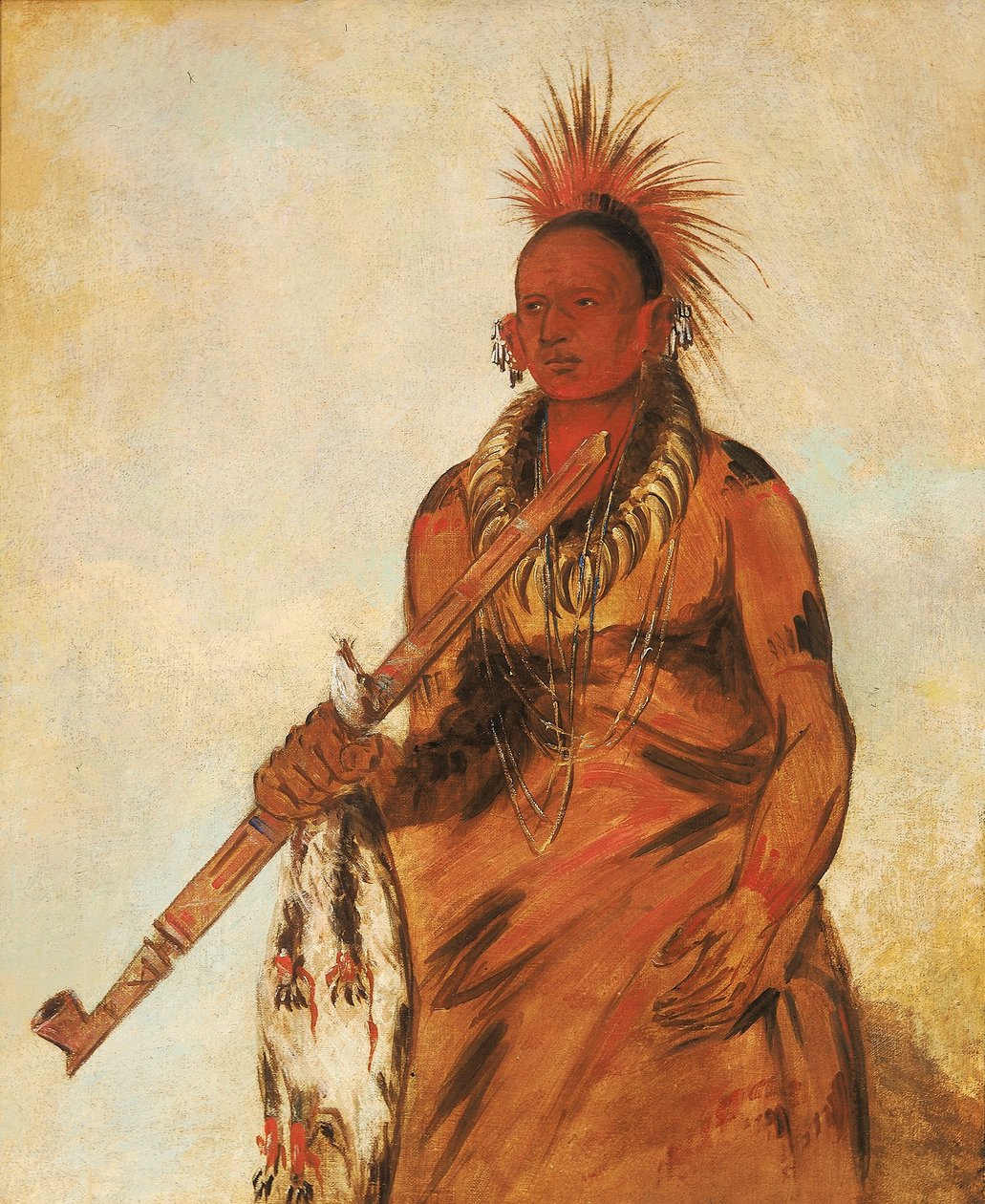 No-o-mún-nee, Går i regnet, en kriger av George Catlin