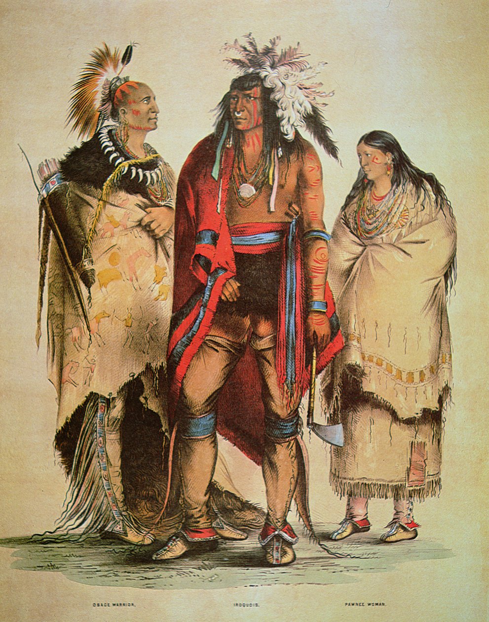 Nordamerikanske indianere (farge litho) av George Catlin