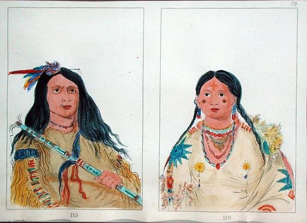 Nordamerikanske indianere (penn og blekk og akvarell på papir) av George Catlin